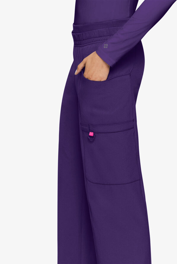 Med Couture Amp Women's 4-Pocket STRETCH Wide Leg Scrub Pant - Purple Surge - 3