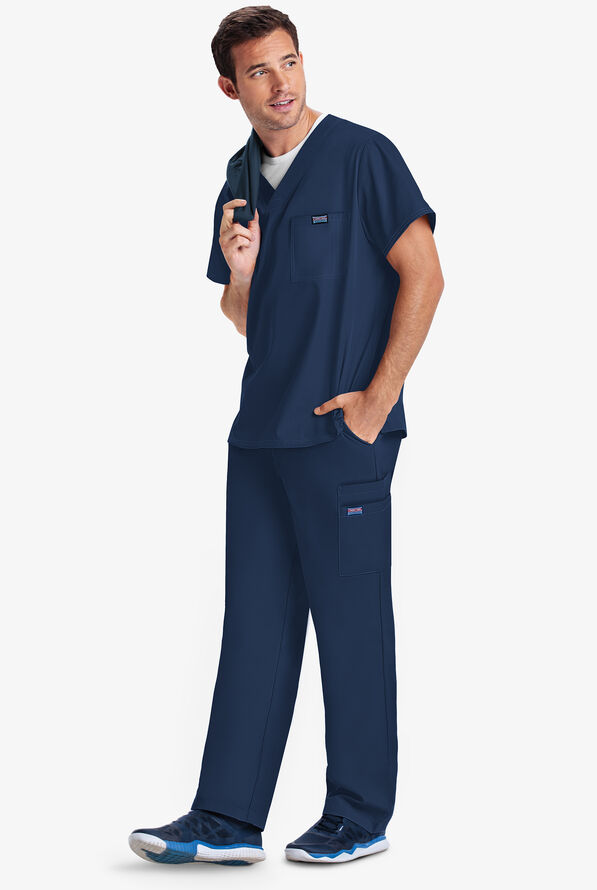 Camisa médica Cherokee Workwear con cuello en V y 1 bolsillo para hombre - Navy - 2