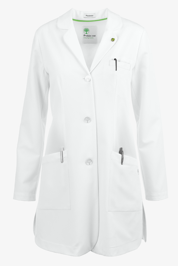 Healing Hands White Coat Modernist Women's 35" 3-Pocket STRETCH Lab Coat - White - 1