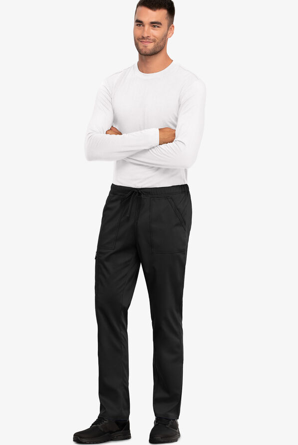 Cherokee Workwear Revolution Unisex 4-Pocket STRETCH Drawstring Cargo Scrub Pants - Tall - Black - 2