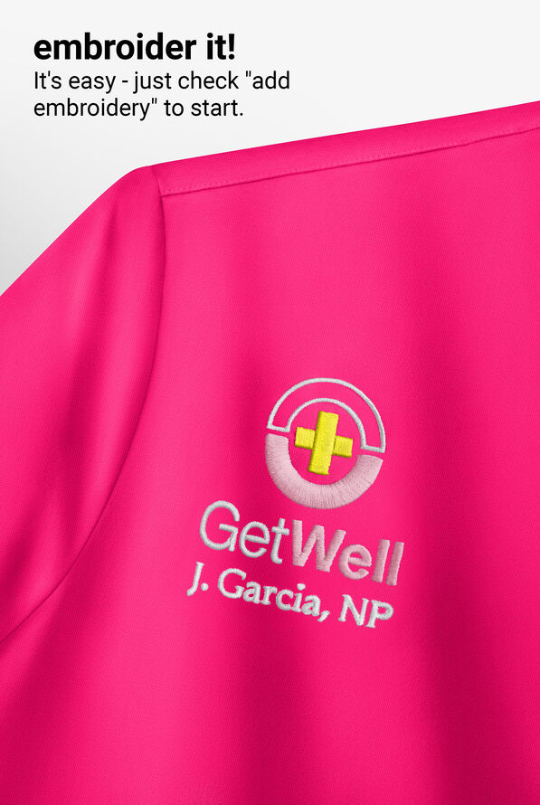 HH Works by Healing Hands Macy Women's 1-Pocket STRETCH Mandarin Collar Tuck In Scrub Top - Carnation Pink - 5