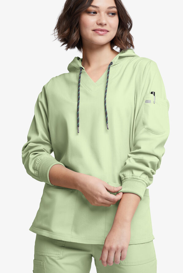 Sudadera médica manga larga Butter-Soft Originals con capucha y 5 bolsillos para mujer - Spring Mint - 2