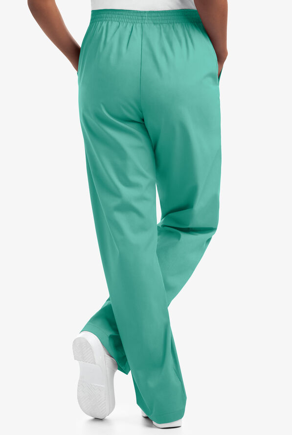 Butter-Soft Core Women's 2-Pocket Elastic Waist Scrub Pants - Green Aqua - 2