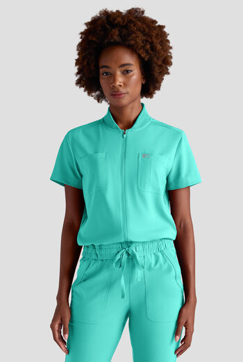 Blusa m&eacute;dica estilo mono Easy STRETCH Nika con cremallera y 2 bolsillos para mujer