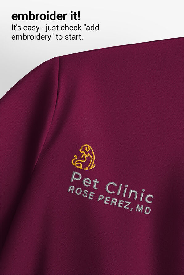 Blusa m&eacute;dica Infinity Pursuit STRETCH con cuello en V de punto acanalado y 1 bolsillo para mujer - Wine - 7