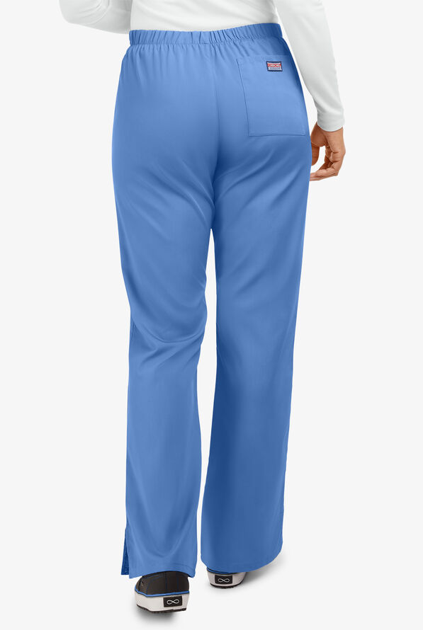 Cherokee Workwear Women's 3-Pocket Flare Leg Drawstring Scrub Pants - Ceil Blue - 4