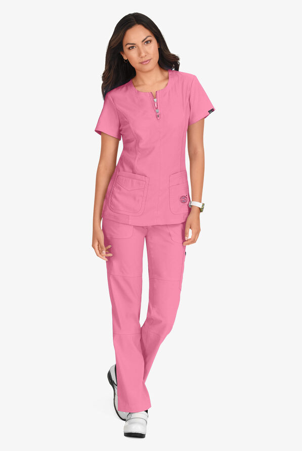 koi Lite Scrubs 317 Serenity Double Zipper Top Fashion Scrub Tops