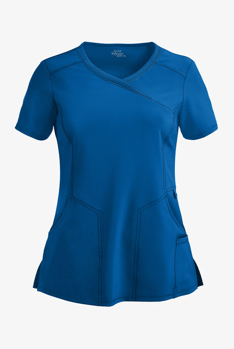 Infinity Women's 4-Pocket STRETCH Mock Wrap Scrub Top