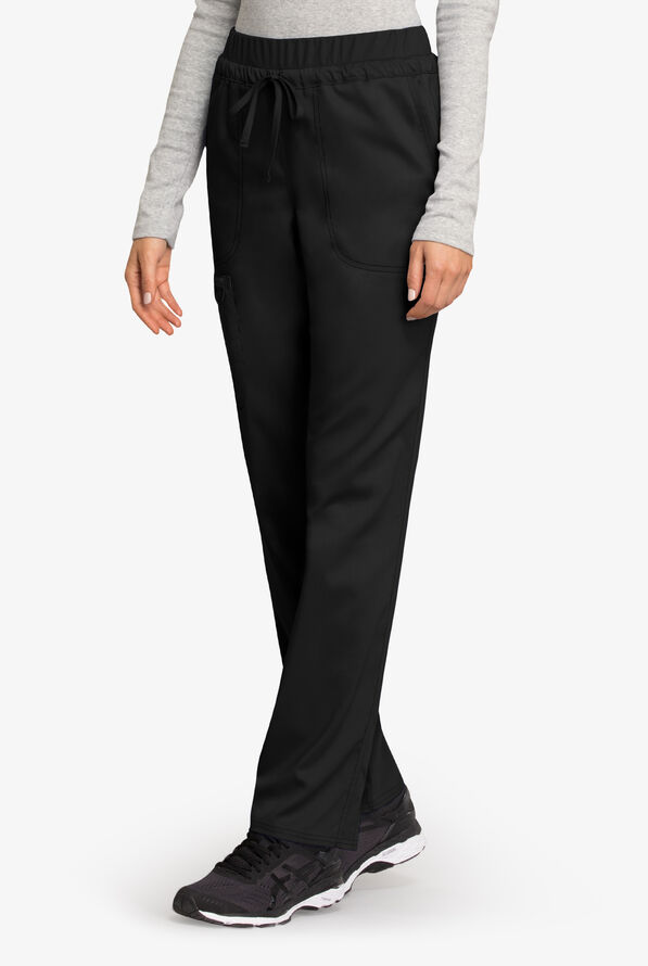 Cherokee Workwear Revolution Women's 5-Pocket STRETCH Drawstring Cargo Scrub Pants - Black - 1