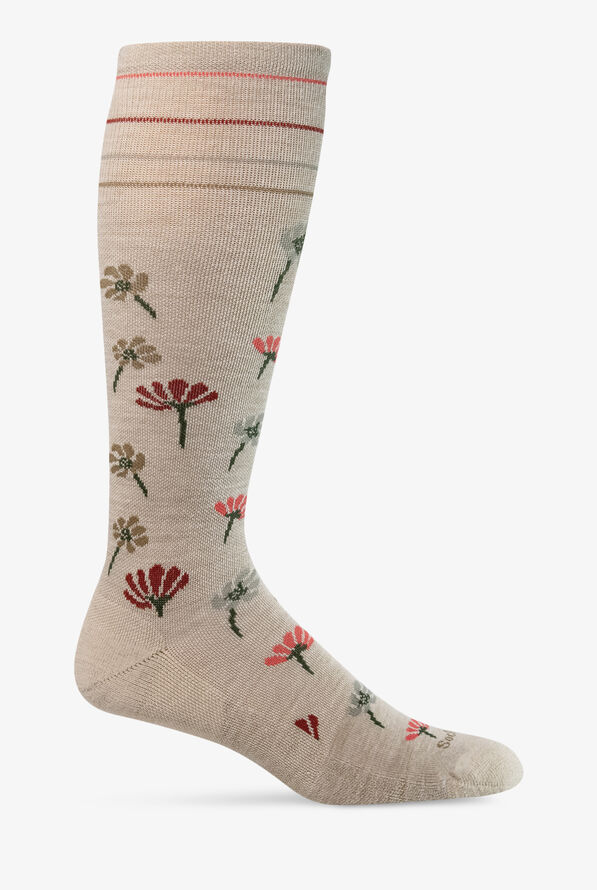 Sockwell Field FLowers Women's 15-20 mmHg Moderate Compression Socks - Barley - 1