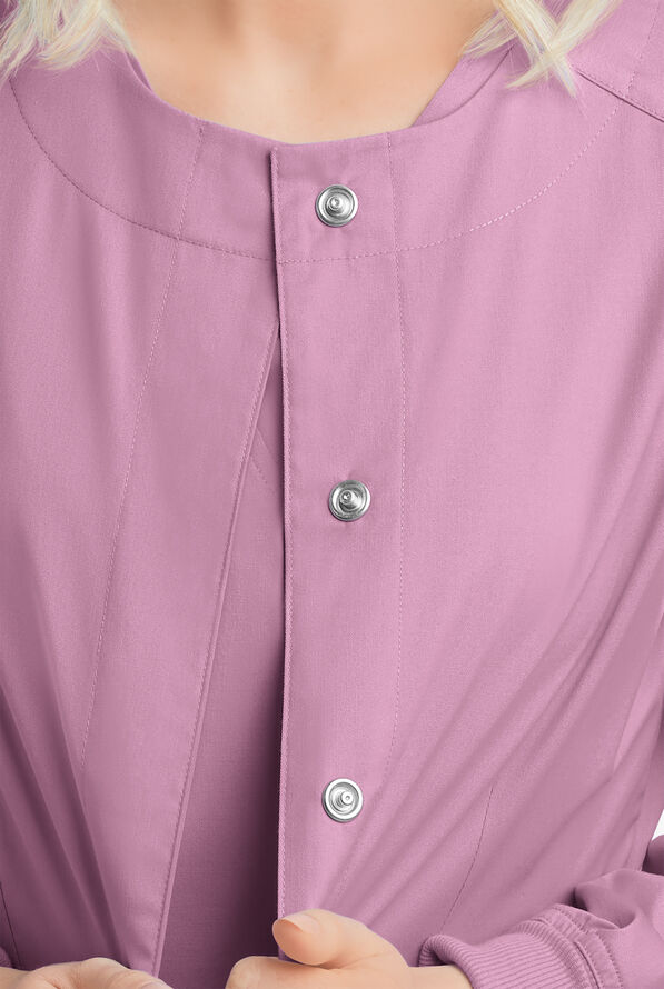 Butter-Soft STRETCH Women's 2-Pocket Long Sleeve Snap Front Scrub Jacket - Smokey Mauve - 3