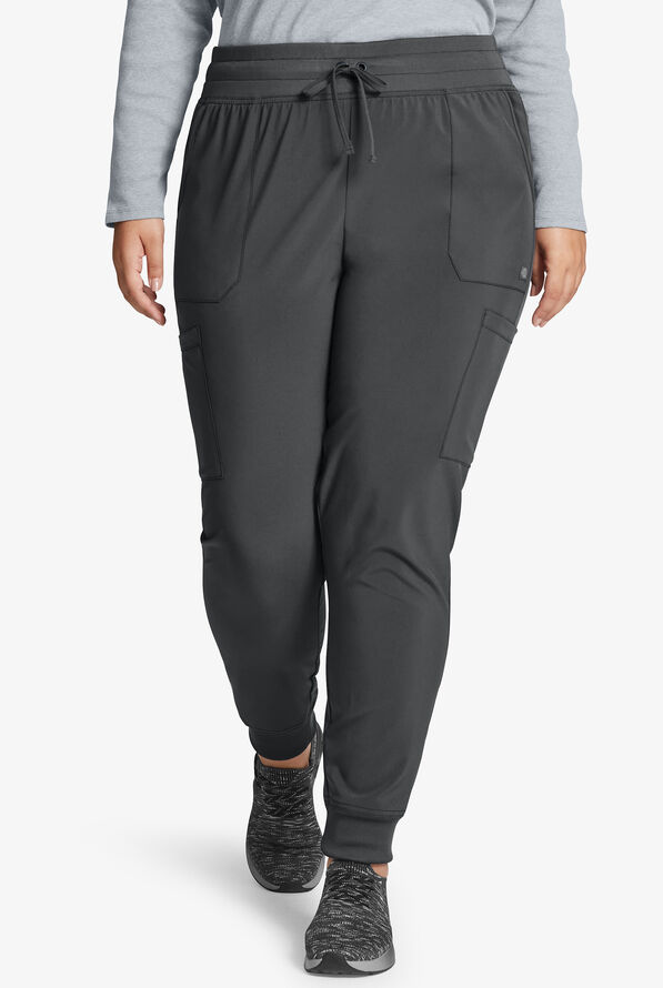 Dickies EDS Essentials Women's 6-Pocket STRETCH Cargo Jogger Scrub Pants - Petite - Pewter - 1