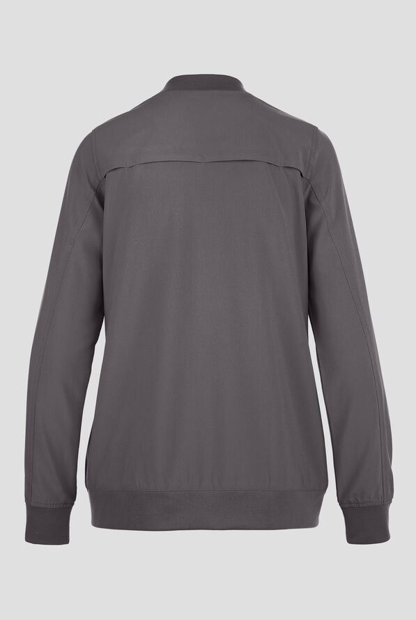 Carhartt Force Cross-Flex Rugged Flex Women's 6-Pocket Rib Trim Lightweight Zip Bomber Scrub Jacket - Pewter - 2