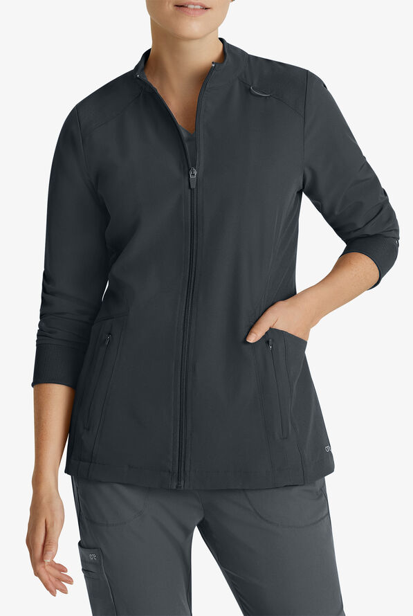 Barco One Venture Women's 2Pocket STRETCH RibKnit Trim Zip Front