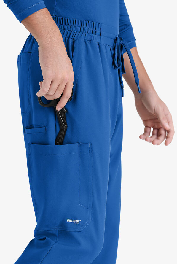 Grey's Anatomy by Barco Evolve STRETCH Voyager Men's 5-Pocket Cargo Jogger Scrub Pants - Royal - 2