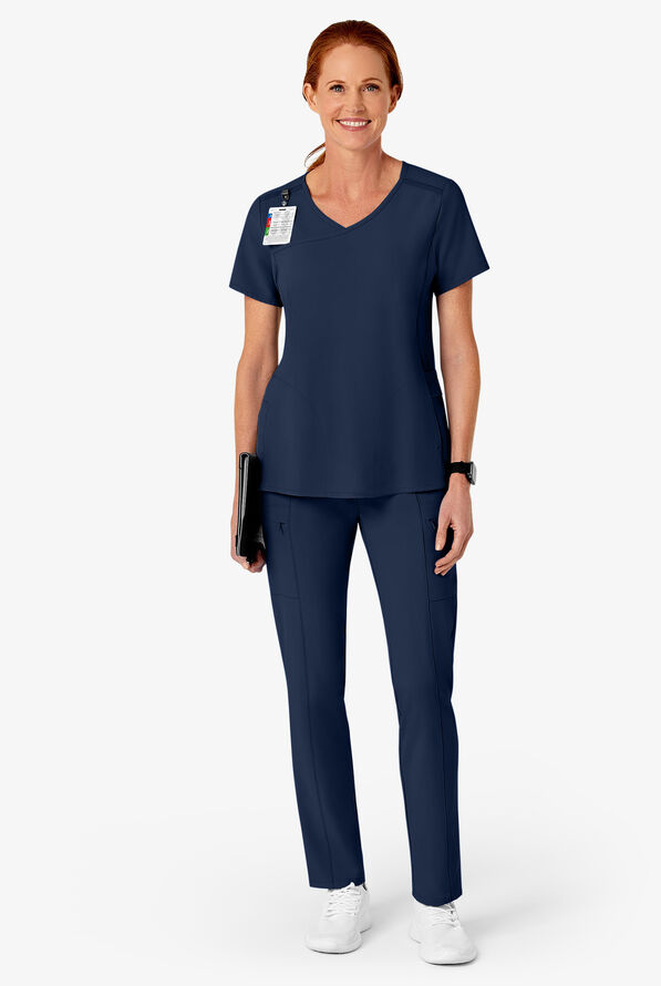 Wink Renew Women's 7-Pocket STRETCH High Waisted Slim Leg Cargo Scrub Pants - Navy - 4