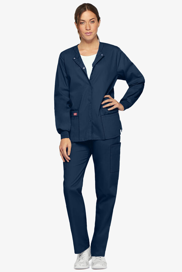 Dickies EDS Signature Women's 6-Pocket Classic Fit Scrub Jacket - Navy - 2
