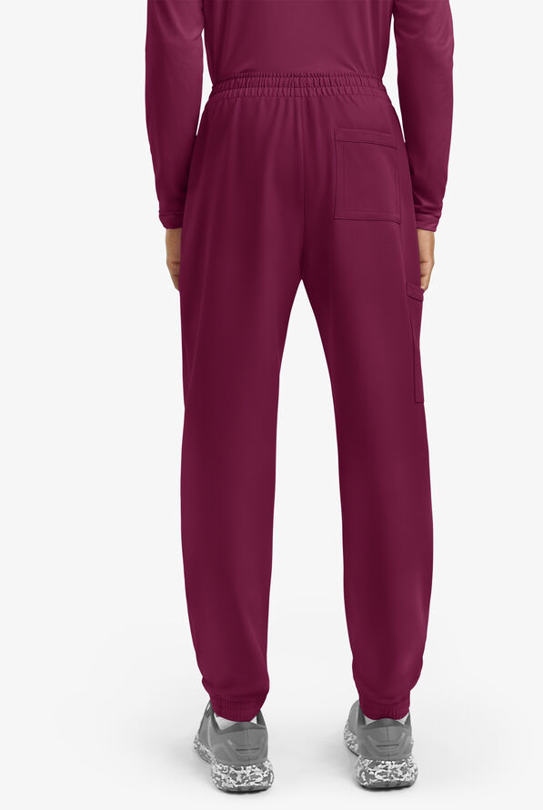 Pantal&oacute;n m&eacute;dico Cherokee Workwear Originals Ultra estilo cargo jogger con frente plano y 5 bolsillos para hombre - Wine - 2