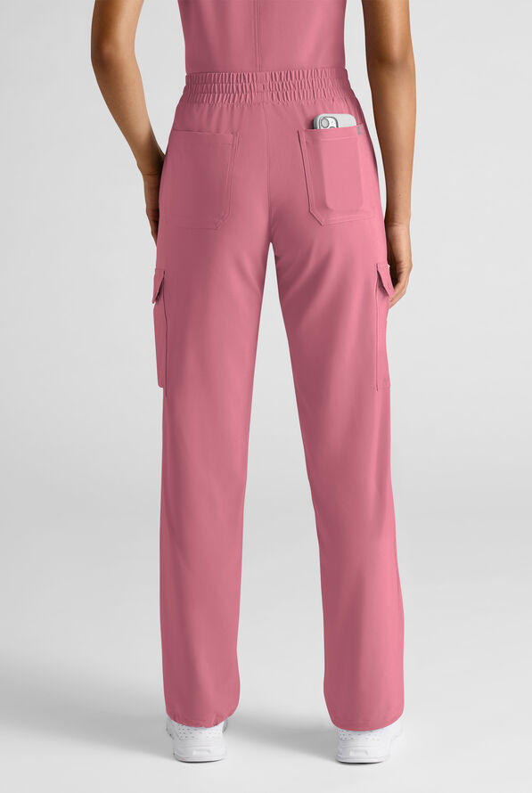 Easy STRETCH Ayo Women's 10-Pocket Cargo Scrub Pants - Petite - Tea Rose - 2