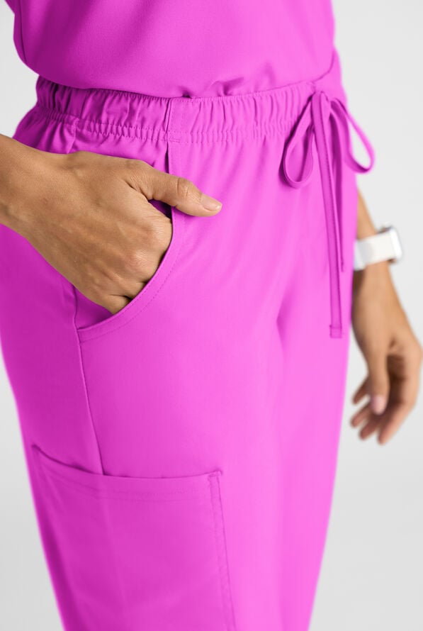 Easy STRETCH Eden Women's 4-Pocket Drawstring Scrub Pants - Electric Fuchsia - 6