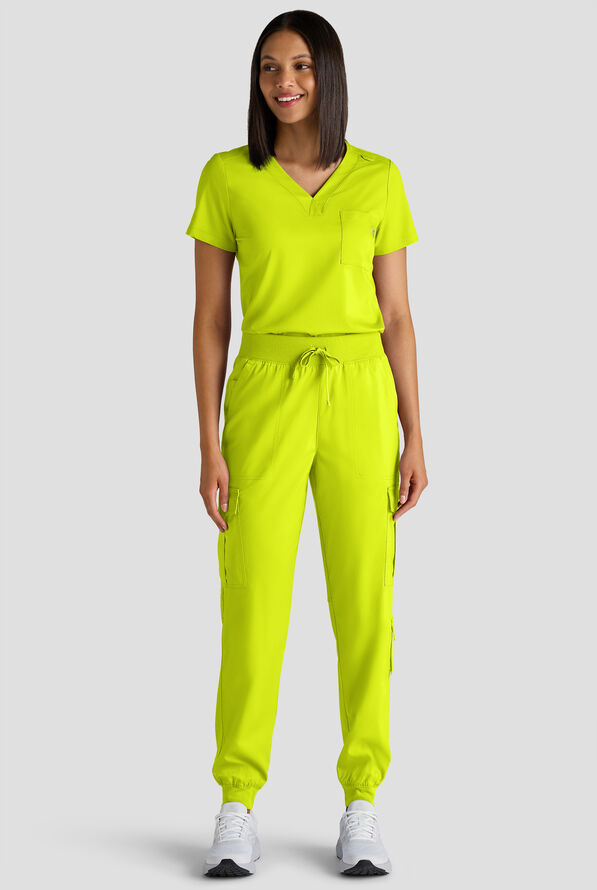 Butter-Soft STRETCH FLXTEK+ Women's 8-Pocket Cargo Jogger Scrub Pant - Lime Crush - 6