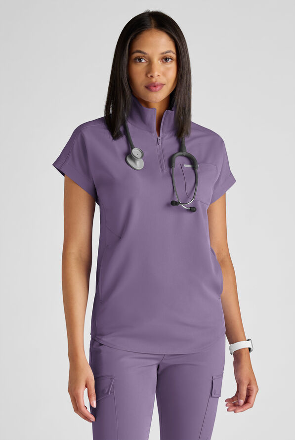 Blusa médica ReSurge Rhine de corte holgado (oversized) con 5 bolsillos para mujer - Purple Dusk - 1