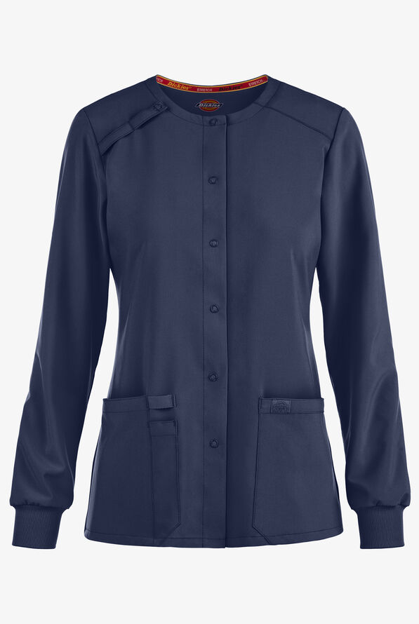 Dickies EDS Essentials Women's 2-Pocket STRETCH Snap Front Scrub Jacket - Navy - 1