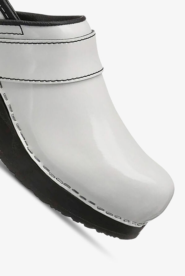 koi by Sanita Women’s Professional Lindsey Patent Leather Nursing Clogs - White Patent - 3
