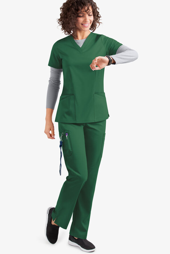 Pantalón médico UA Flex2 STRETCH petite estilo cargo con 7 bolsillos para mujer - Hunter - 2