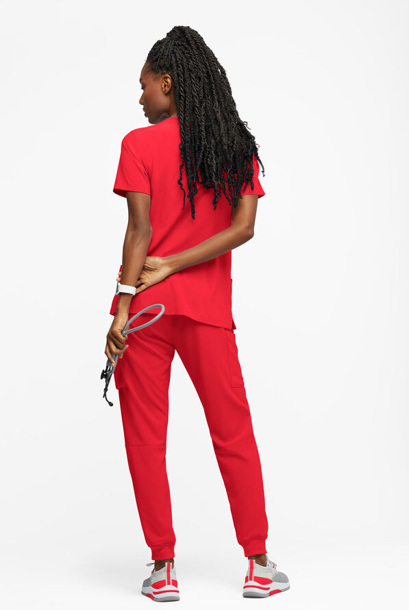 Easy STRETCH Tessa Women's 5-Pocket V-Neck Scrub Top - Atomic Red - 3