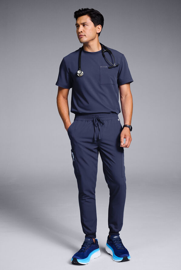 Conjunto de uniforme m&eacute;dico Hypothesis S-R Shift Ready estilo jogger con cuello redondo para hombre - Navy - 4