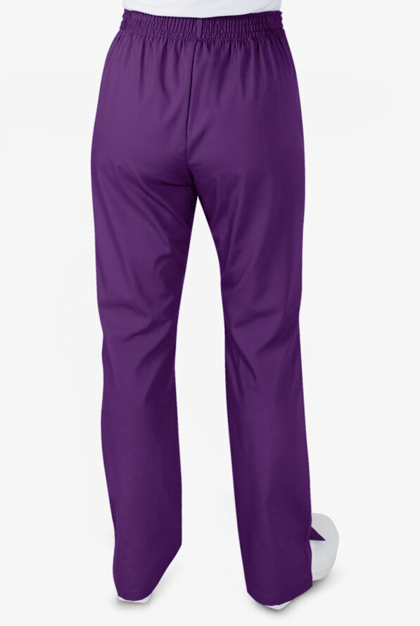 Butter-Soft STRETCH Women's 2-Pocket Flat Front with Back Elastic Scrub Pants - Tall - Eggplant - 3
