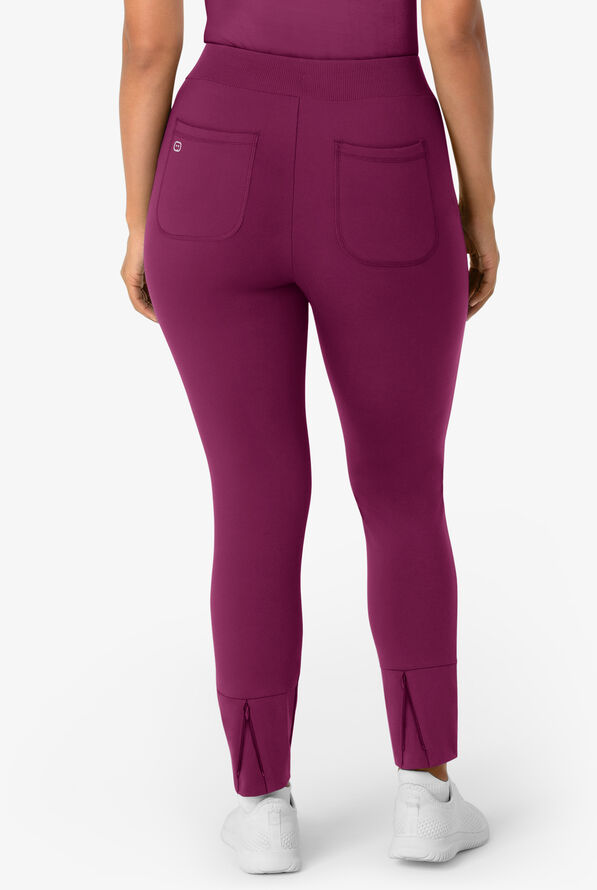 Wink Renew Knit Women's 5-Pocket STRETCH Ankle Zip Track Scrub Pants - Wine - 2