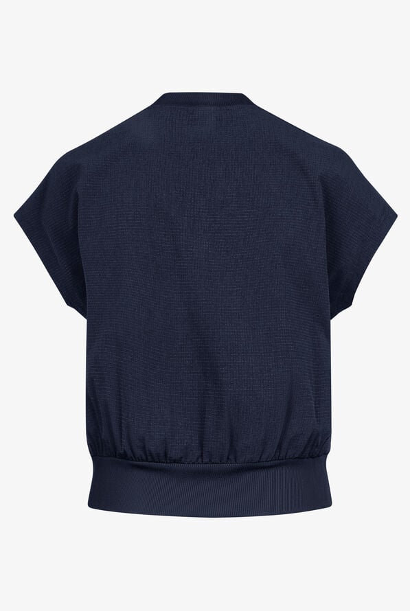 koi Solis Trinity Women's 1-Pocket STRETCH Banded Bottom Split V-Neck Scrub Top - Navy - 2