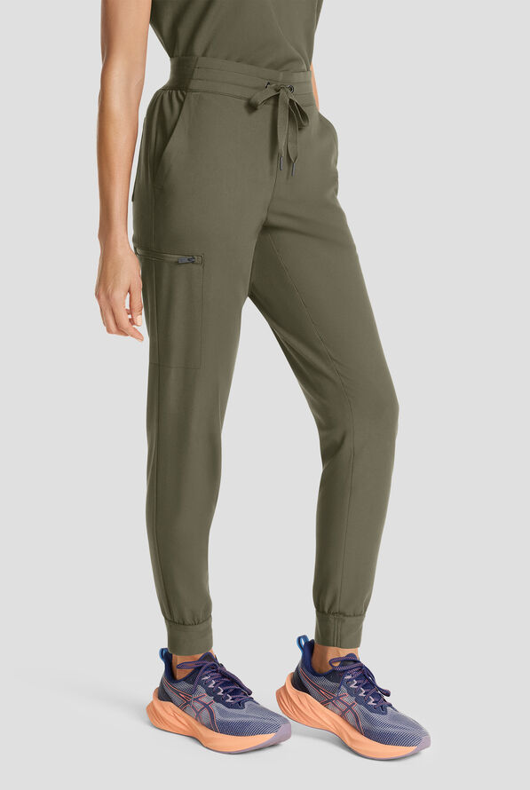 Healing Hands Quest Women's 5-Pocket STRETCH Drawstring Jogger Scrub Pant - Olive - 1