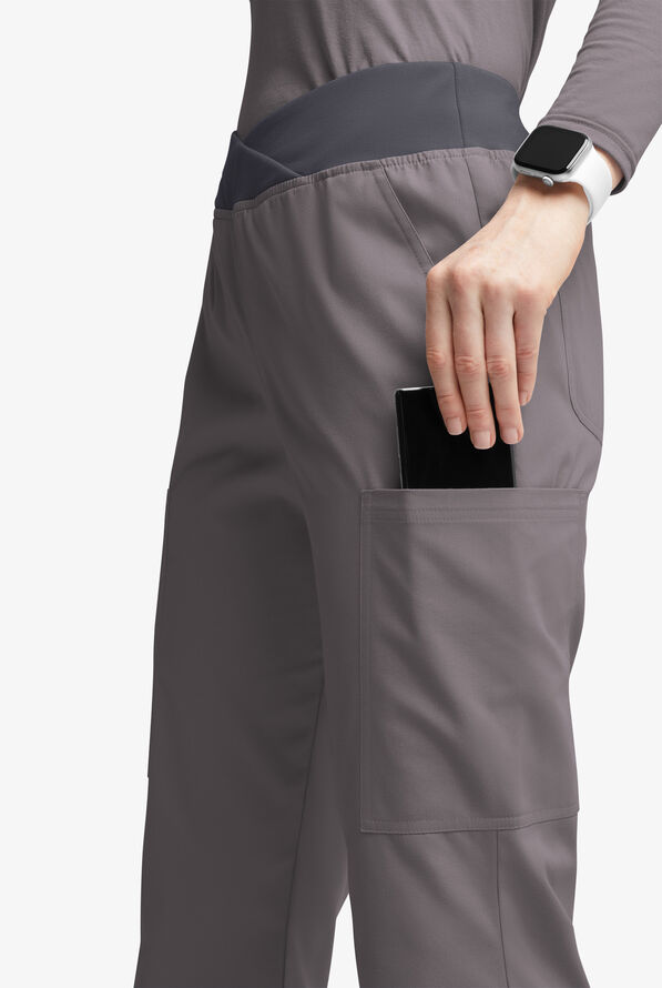 Pantalón médico Butter-Soft Originals Tall de tiro medio y cintura cruzada con piernas anchas y 7 bolsillos para mujer - Grey Stone/Pewter - 2