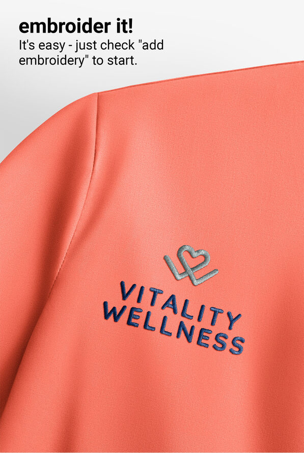 Med Couture Amp Women's 3-Pocket STRETCH Raglan Sleeve Square Neck Scrub Top - Coral Fusion - 3