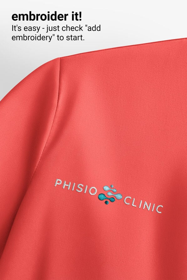 Blusa m&eacute;dica Easy STRETCH Gracie con cuello redondo y mangas dolm&aacute;n para mujer - Spiced Coral - 11