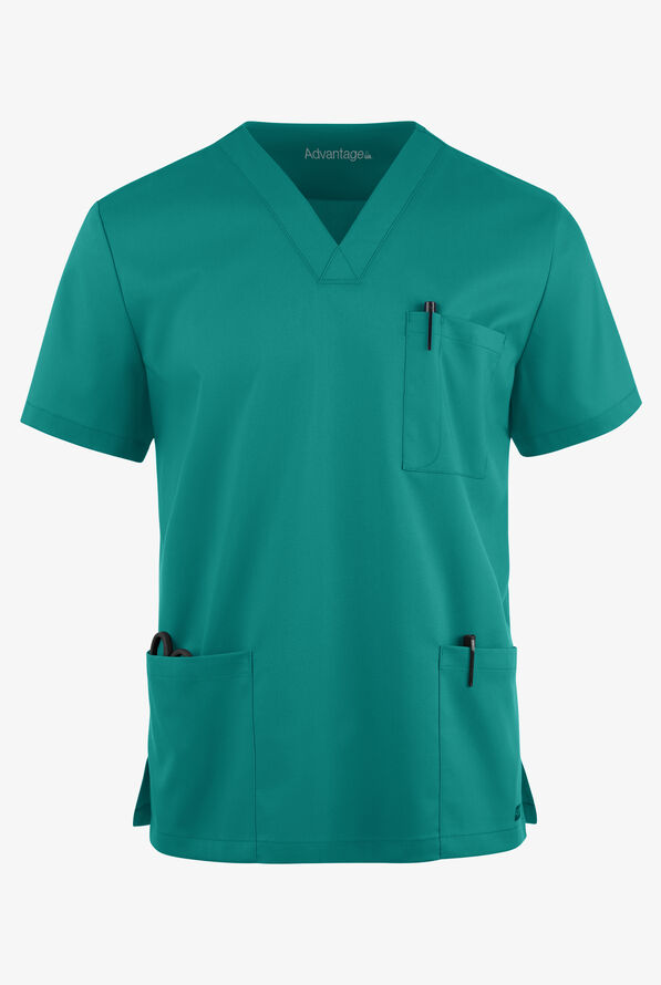 Advantage STRETCH Men's 6-Pocket V-Neck Scrub Top - Teal - 1