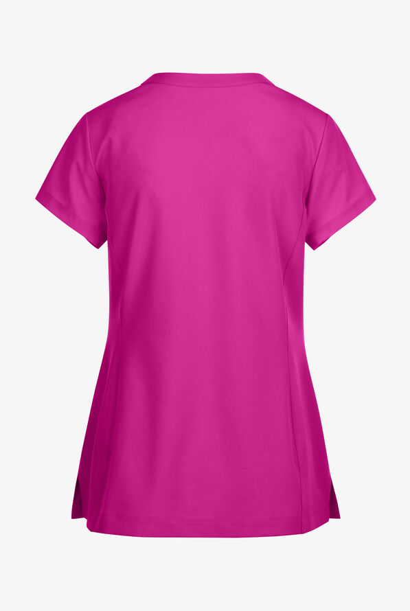 Skechers by Barco Coast Women's 2-Pocket STRETCH Banded Collar V-Placket Scrub Top - Autumn Berry - 2