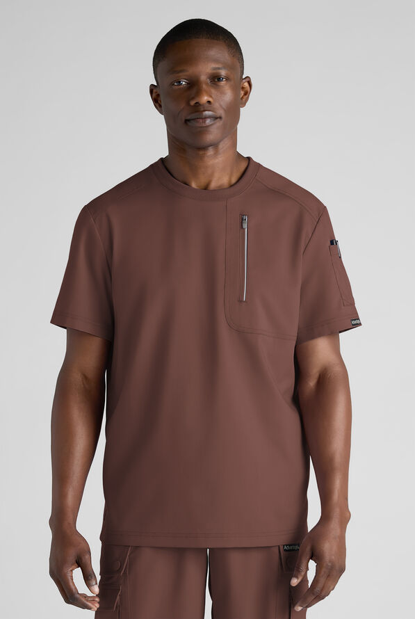 Advantage STRETCH Men's 3-Pocket Crew Neck Scrub Top - French Roast - 1