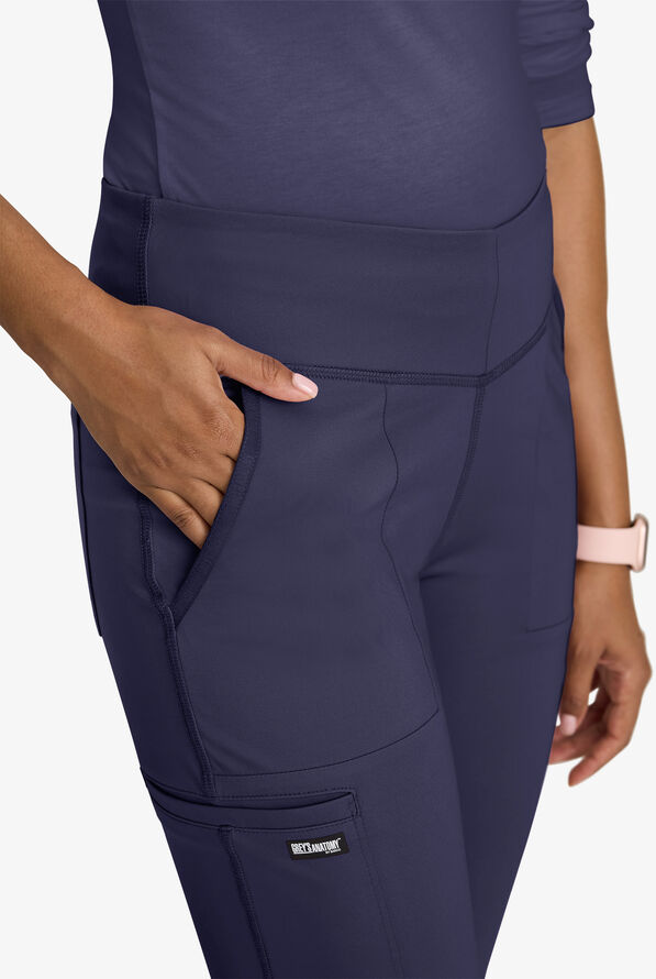 Grey's Anatomy by Barco Knit STRETCH Swift Women's 5-Pocket Fit & Flare Cargo Scrub Pants - Indigo - 3