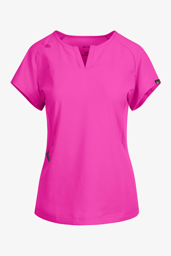 koi Lite™ Lilias Women's 2-Pocket Sweetheart Notch Neck Scrub Top - Hibiscus - 1