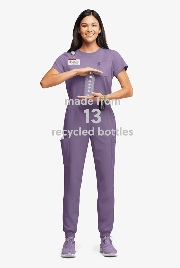 ReSurge Citrine Women's 1-Pocket Crew Neck Tuck In / Wear Out Scrub Top - Purple Dusk - 5