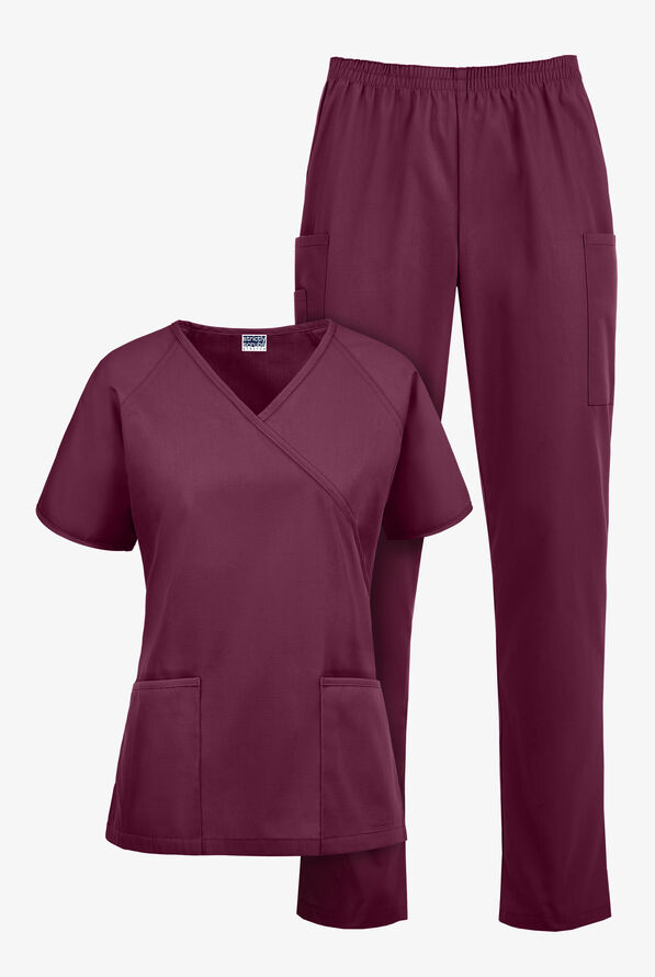 Strictly Scrubs Women's Classic Scrub Set - Wine - 1