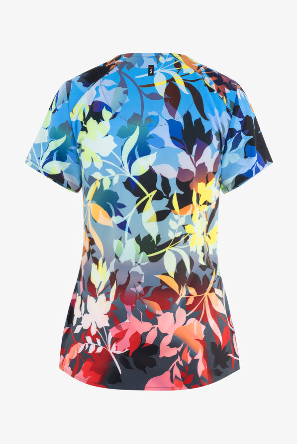 Grey's Anatomy Spandex Autumn Luster Floral Women's 4-Pocket STRETCH V-Neck Print Scrub Top - null - 2