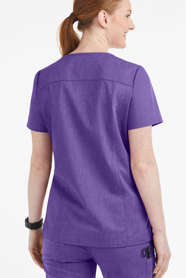 Blusa m&eacute;dica UA Butter-Soft STRETCH Crystal Bling con 6 bolsillos para mujer - Sparkling Grape Heather - 3