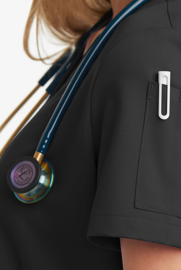 Blusa m&eacute;dica MOVEMENT by Butter-Soft Antares STRETCH con cuello en V y 6 bolsillos para mujer - Black - 7