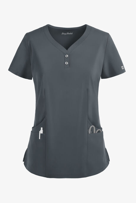 Easy STRETCH Demi Women's 4-Pocket Henley Scrub Top
