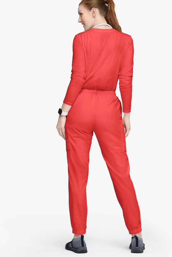 Butter-Soft Originals Women's 7-Pocket Tapered Jogger Cargo Scrub Pants - Tall - Radiant Red - 3